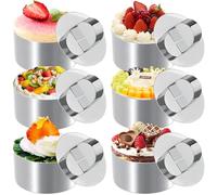 6Pcs Emporte Piece Rond 8cm avec Couvercle, Cercle Patisserie Réutilisable, Emporte Pièce Mousses Acier Inoxydable, Emporte Pâtisseries Glaçage pour Gâteau Mousse Dessert Pain Gâteaux Biscuits Pièces