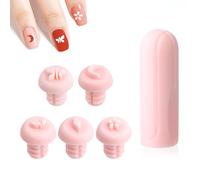 6pcs Ensemble de Stylos Tampons pour Nail Art, 5 Motifs Silicone Stylo Tampon Fleur pour Nail Art Outil de Tampon pour Nail Art à Faire Soi-Même Tampon pour Ongles Graffiti Cadeau pour Débutant