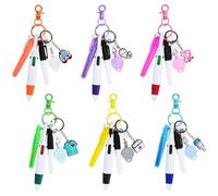 6PCS Ensembles Set de Stylos D'Infirmière, Comprenant 6 Surligneurs, 6 Marqueurs, 6 Stylos à Bille Rétractables, 6 Porte-Clés à Clip, 6 Porte-Clés de Dessin Animé et 6 Bobines de Badge D'infirmière