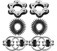 6Pcs Fidget Toy Anti Stress Jouet,Jeu De Chaîne Flippy,Six Chaînes À Rouleaux,Bague de Massage des Doigts,Soulage Le Stress Réducteur,Parfait pour Anxiété,ADD,TDAH (Noir)