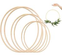 6PCS Floraux Anneaux de Couronne Bambou Cerceau Bois en Macramé pour Attrape-rêves, Dream Catcher Anneau Rond en Bois Cerceau De Bambou Bricolage Artisanat Outils, 3 Tailles(10; 12,5; 15 CM)