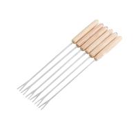 6pcs Fondue Forks, bâtons de smore Marshmallow Rôtir des fourches télescopiques avec poignée en bois pour hot-dog Camping BBQ