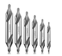6Pcs Foret Central, 60 Degrés HSS Center Drill Bit Metal Set, M2 6542 Foret à Fraiser, Foret à Fraiser Pour Accessoires De Tour, Accessoires De Tour à Bois 1.0/1.5/2.0/2.5/3.0/5.0