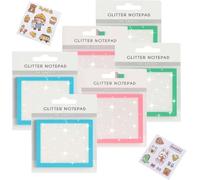 6Pcs Glitter Notepad Sticky Notes,Sparkle Clear Self-Adhesive Memo Pads,Fun Small To Do List,For School Office Home Use