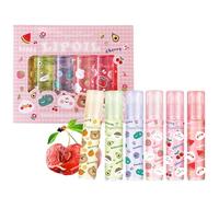 6pcs Gloss À Lèvres Roll-On, Saveurs Fruitées, Soin Des Lèvres Repulpant