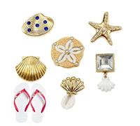 6pcs Gold-Toneds Shoe Charm Flower Oceans Themed Sandal FlipFlop CrocCharm