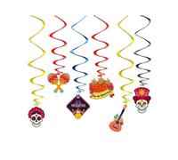 6PCS Halloween Day of the Dead Ghost paper Hanging Ornaments Sugar Skulls paper Pendents Decoration Mexican Fiesta Dia de Los Muertos Skull Skeleton T