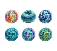 6pcs Hand-Made Knitted Footbags, Colorful Crochet Kick Balls, Handwoven Juggling Bags, Assorted Foot Bag Crochet Hacky Ball for Kids & Adults, In/Outdoor Party Games, Balance and Coordination Training