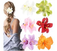 6pcs Hawaiian Flower Hair Clips, Clip à cheveux hawaïen réaliste, Clip de fleur multicolore pour femmes Accessoires de fête vacances d'été.