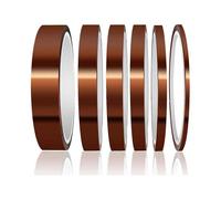 6pcs High Temperature Polyimide Silicone Adhesive Tape, Heat Resistant Tape, for Masking, Soldering, Printed Circuit Board Insulation (3/6/8/10/12/2