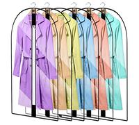 6PCS Housses de Vêtements avce Zip, 60CMX100CM Voir à Travers Anti Poussière Etanche Mite Humidité, Anti-Poussière Housses de Protection pour Chemise Costumes Manteaux Clothes Covers Sac de Vêtement