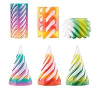 6Pcs Impossible Fidget Cone, 3D Imprimé Spiral Fidget Toy,3D Druck Spiral Cone Fidget Toy,Sculpture de Passthrough Pyramide Cylindre Stress Relief décorations de Bureau pour Enfants Cadeau pour Adulte