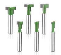 6pcs Jeu d'Embouts de Routeur de Trou de Serrure, Jeu de Fraises à Fente en T de 1/4po Mèches de Toupie Coupe-Fente en T pour Lame de 1/4, 5/16, 3/8, 9/16, 1/2 et 5/8 Pouces Diamètre