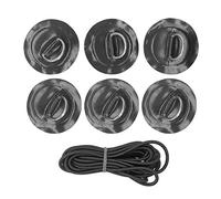 6pcs Kayak D - Ring Patch pour Bateau Gonflable, Protection PVC avec Boucle Élastique - Durable, Antirouille, Fixation Sécurisée pour Kayak, Canoë, Raft et Planche de Surf (Noire)