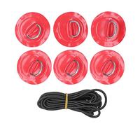 6pcs Kayak D - Ring Patch pour Bateau Gonflable, Protection PVC avec Boucle Élastique - Durable, Antirouille, Fixation Sécurisée pour Kayak, Canoë, Raft et Planche de Surf (Rouge)
