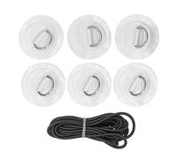 6pcs Kayak D - Ring Patch pour Bateau Gonflable, Protection PVC avec Boucle Élastique - Durable, Antirouille, Fixation Sécurisée pour Kayak, Canoë, Raft et Planche de Surf (Blanche)