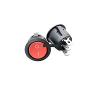 6Pcs KCD1-2 22mm Diameter Small Round Boat Rocker Switches Black Round Black White Red 2 Pin 3Pin ON-OFF Rocker Switch NWPNLXEA(3Pin ON-OFF Red)