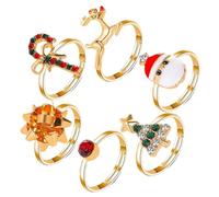 6pcs Kids Rings de Noël Bijoux de doigt décoratif accessoire de fête amusante pour les célébrations du festival d'anniversaire de Noël
