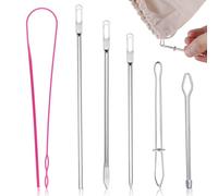 6pcs Kit de Boucles de Couture, Comprenant Métal Enfile-Aiguille Flexible Plastique Enfileur de Cordon et Pince à Épiler en Métal pour Vestes Shorts Sweats à Capuche Maillots de Bain