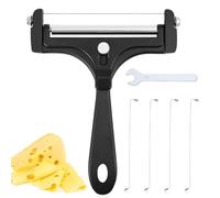 6pcs Kit de Coupe-Fromage en Acier Inoxydable Coupe-Fromage en Fil avec 4 Fils Supplémentaires et Clé Trancheuse à Fromage Portative Coupe-Beurre pour Fromage en Bloc Beurre (Noir)