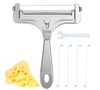 6pcs Kit de Coupe-Fromage en Acier Inoxydable Coupe-Fromage en Fil avec 4 Fils Supplémentaires et Clé Trancheuse à Fromage Portative Coupe-Beurre pour Fromage en Bloc Beurre (Argent Givré)