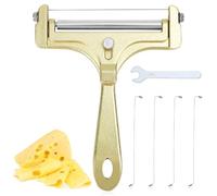 6pcs Kit de Coupe-Fromage en Acier Inoxydable Coupe-Fromage en Fil avec 4 Fils Supplémentaires et Clé Trancheuse à Fromage Portative Coupe-Beurre pour Fromage en Bloc Beurre (Or Givré)