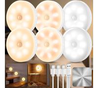6pcs Lampe Detecteur De Mouvement Interieur, Veilleuse Detecteur De Mouvement Pour Couloir Cuisine, Éclairage D'escalier, Chambre D'enfant, Éclairage D'armoire