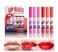 6Pcs lèvres tache Peel Off Kits, tatouage mat teinte lèvre magique tache teinte longue durée lèvres Sets décoller couleurs Sexy, antiadhésif coupe décoller rouge à lèvres maquillage pour femmes filles
