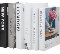 6Pcs Livre de Décoration de Mode, Beaux Faux Livres pour La Décoration Ménagers, Style de Décoration D'Étagère Noir et Blanc, Faux Livres Vierges pour Tables Basses/Etagères/Chambre À Coucher