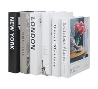 6Pcs Livre de Décoration de Mode, Beaux Faux Livres pour La Décoration Ménagers, Style de Décoration D'Étagère Noir et Blanc, Faux Livres Vierges pour Tables Basses/Etagères/Chambre À Coucher (A)