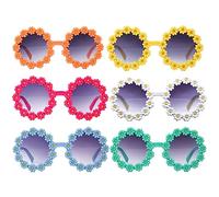6pcs Lunettes de Soleil à Fleurs pour Enfants, Lunettes de Soleil Marguerites Colorées pour Enfants Kit de Lunettes de Soleil en Forme de Fleur Ronde Fournitures de Plage (6 Couleurs)