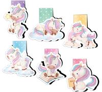 6pcs Marque Page Magnétique Signet Licornes Bookmark Animaux Cadeau Papeterie Pour Enfant Enseignant Etudiant Lecteur
