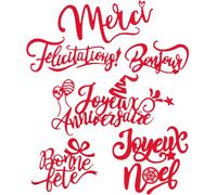 6pcs Matrice De Découpe En Acier Au Carbone Scrapbooking Gaufrage Décoration Bricolage Outil Pochoir Découpage Mots Français Diy Pour Fête Anniversaire Noël Félicitation Bonjour Merci