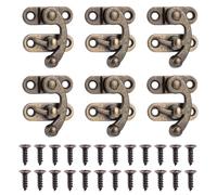 6pcs Mini Loquet à Fermoir à Bras Oscillant, 3,3x 2,8cm Bascule Gauche Droite Antique Loquet à Crochet avec 24 Vis Fermoir à Verrouillage Pivotant pour Boîte à Bijoux Valise Boîte à Outils