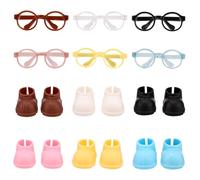 6pcs Mini Lunettes de Poupée avec 6 Paires Chaussures, Petites Lunettes Jouet et Chaussures Multicolores pour Poupées de 17cm Ensemble Tenue pour Exposition Collectionneurs & Photographie