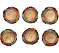 6pcs mini sombrero chapeaux de paille 3,7 pouces de diamètre style mexicain large bord couleurs vives pour la décoration DIY