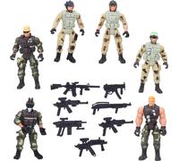 6PCS modèles mobiles de soldats de la police militaire avec joint et armes pour l'interaction parents-enfants