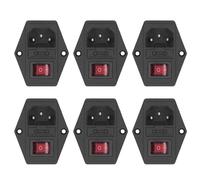 6pcs module de module Pobine à sobet d'alimentation mâle avec indicateur de commutateur 10A AC250V 3 broches IEC320 C14