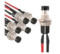 6Pcs Momentary Push Button Switch 7mm SPST 1A 250V AC 2 Pin NO Momentary Switch with 200mm Pre-soldered (Black/Red) NWPNLXEA(Black)
