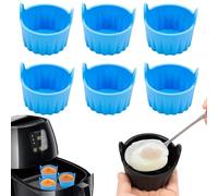 6PCS Moule Silicone Air Fryer, Plat Silicone Air Fryer, Moule Air Fryer Réutilisable Plat pour Air Fryer, Cuit Oeuf Micro Onde Moule for Air Fryer, Air Fryer Accessoires (Bleu)