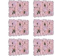 6pcs Mur de Fleurs Artificielles Mur de Roses 40x60cm Décoration Fleurs Artificielles DIY Beau Fond Décoration Rue Mariage Romantique Rose Clair Dahlia Eucalyptus