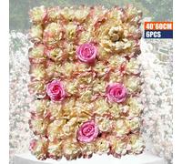 6pcs mur de fleurs artificielles soie artificielle roses mur de mariage rue décor 40 * 60 cm roses jaunes