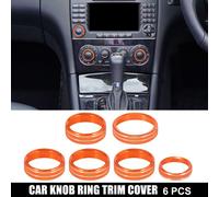 6pcs Orange Voiture Climatisateur Bouton Bordure Anneau Couvercle Interrupteur Bouton
