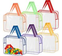 6Pcs Organizzatori Jouets Transparent con Poignées Fermeture éclair, Sacs Toilette Imperméables PVC épais, Sacchetti Rangement Blocs Construction Grand Dégager pour Lego, Puzzle, Trucco, Spiaggia