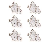6pcs Ornements en Bois De Noël Père Noël Design Arbre Pendentif Suspendu avec Cordon ForTree Décor (Couleur Assortie) Ca