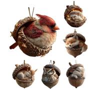 6pcs Ornements Glands d'animaux Forêt, Ornements Mignons en Forme De Gland d'animal De La Forêt, Décoration Saisonnière d'animaux Suspendus en Acrylique 2D pour Décorations d'arbre Noël
