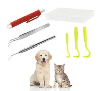 6Pcs Outil de Suppression de Tiques Sécurisé Set, Crochet à Tique sans Douleur, Pince à Tiques sans Produits Chimiques, Pincettes à Tiques Multifonctionnel avec Étui de Rangement pour Chat Chien