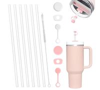 6PCs Pailles Longues Stanley Cup, Plastique Anti-fuite 10mm, Brosses de Nettoyage Incluses, Accessoires Réutilisables pour Gobelets Stanley 40oz/30oz Quencher