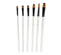 6Pcs Paint Brush Set Hand Made Soft Bristles Two Colors Nylon White Oil Paint Brush Set for Gouache Watercolor Acrylic Painting Artists Students Children (Clou rond)