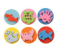 6pcs peigner des éponges pour Les Enfants, Eva Paint Stamper Ocean Animal Pattern Art Sponges pour Apprentissage précoce Dessin Finger Crafts et DIY Art